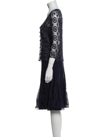 Carmen Marc Valvo Lace Pattern Beaded Accents Skirt Set