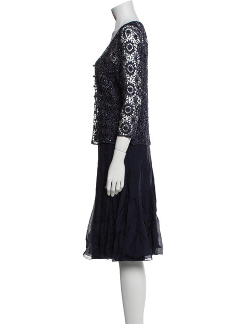 Carmen Marc Valvo Lace Pattern Beaded Accents Skirt Set
