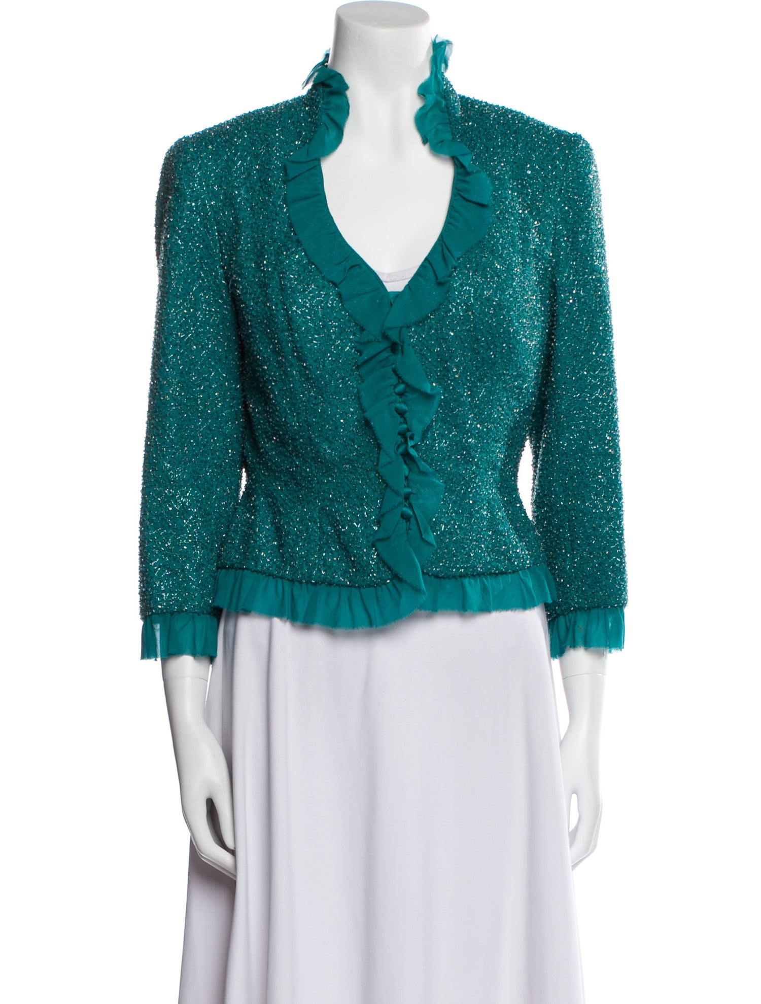 Carmen Marc Valvo Floral Print Evening Jacket