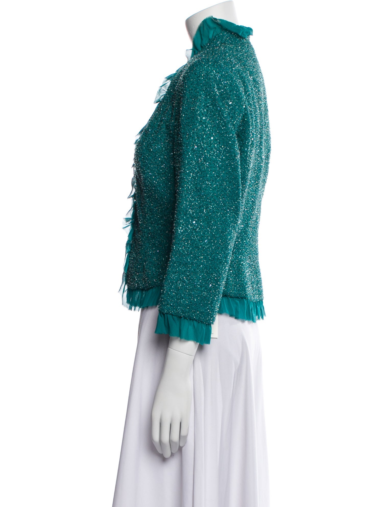 Carmen Marc Valvo Floral Print Evening Jacket