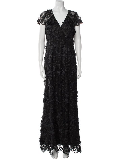 Carmen Marc Valvo Lace Pattern Long Dress