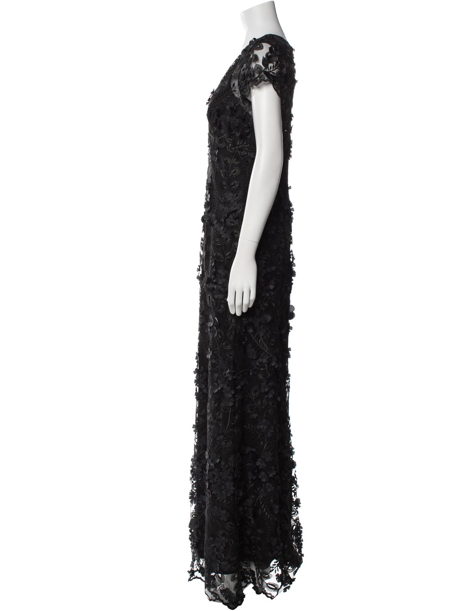 Carmen Marc Valvo Lace Pattern Long Dress