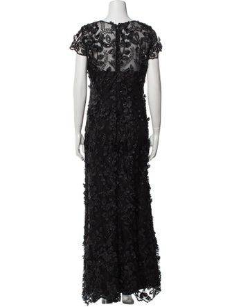 Carmen Marc Valvo Lace Pattern Long Dress