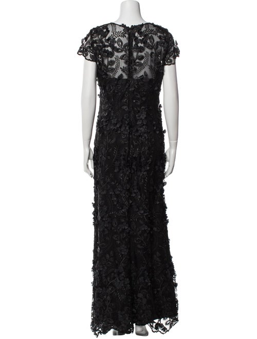 Carmen Marc Valvo Lace Pattern Long Dress