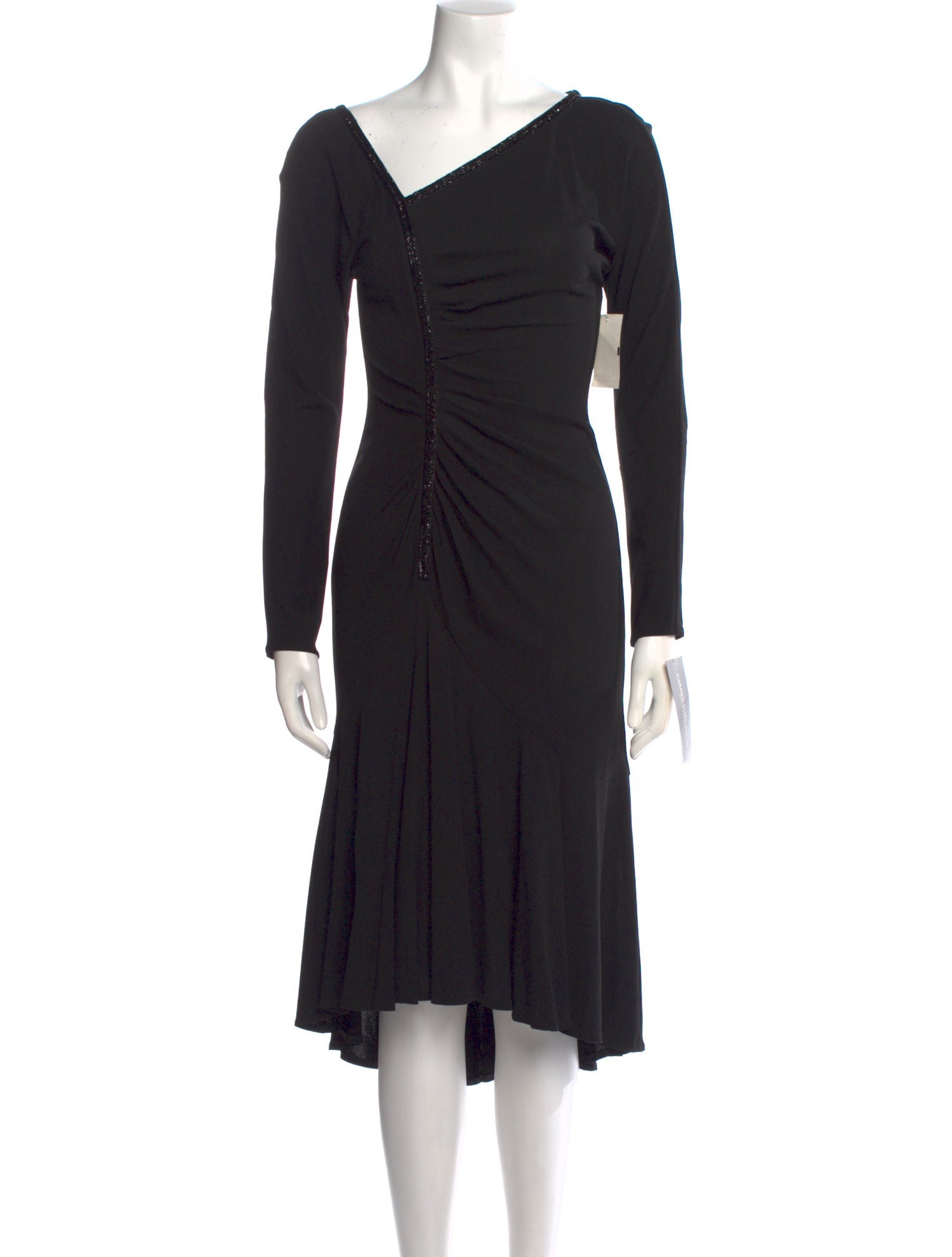 Carmen Marc Valvo Cowl Neck Midi Length Dress