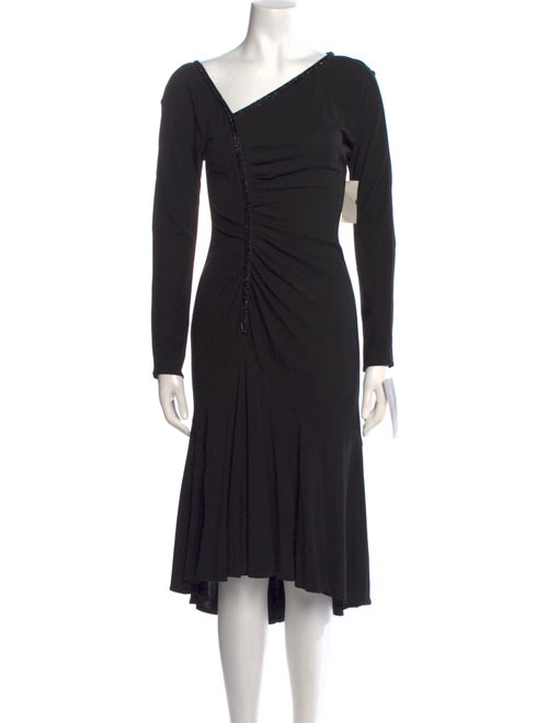 Carmen Marc Valvo Cowl Neck Midi Length Dress
