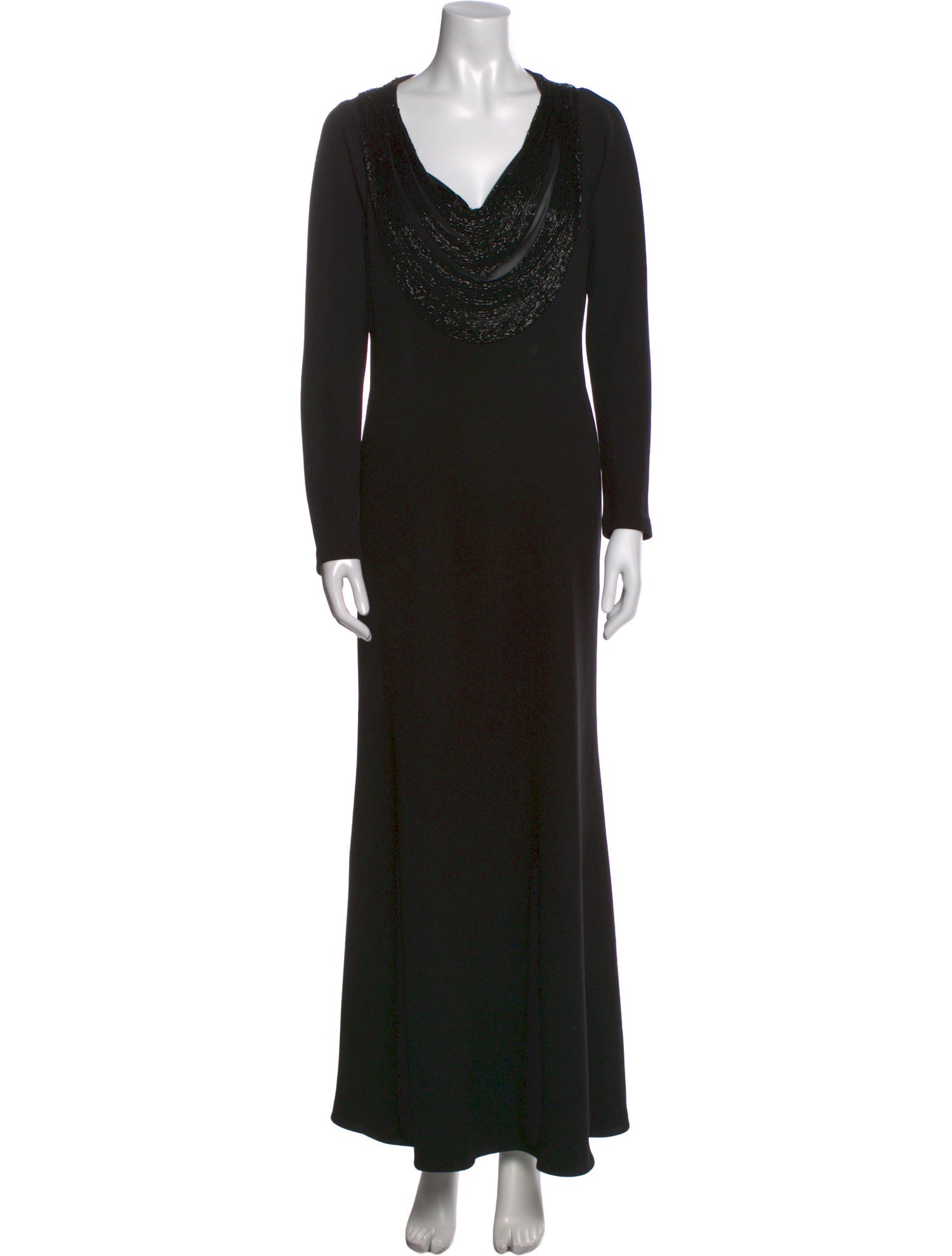 Carmen Marc Valvo Cowl Neck Long Dress