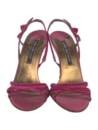 Carmen Marc Valvo Velvet Bow Accents Slingback Sandals