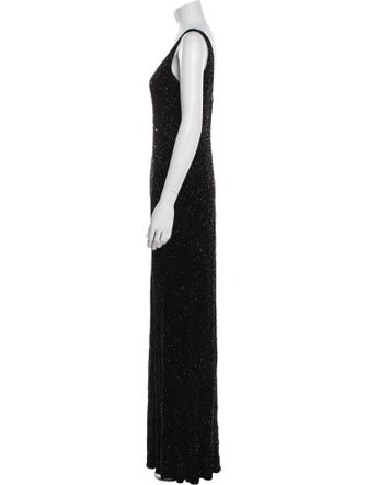 Carmen Marc Valvo V-Neck Long Dress