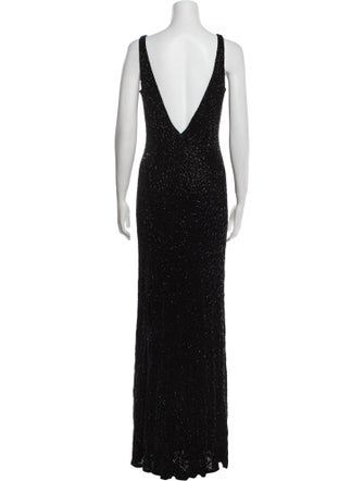 Carmen Marc Valvo V-Neck Long Dress