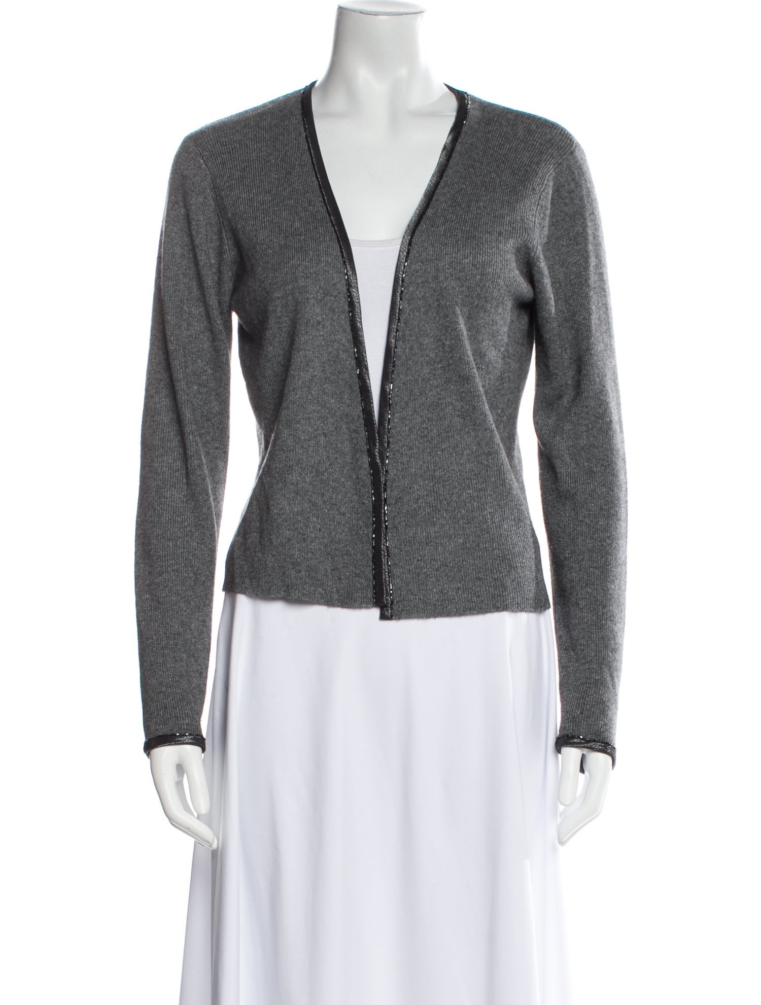 Carmen Marc Valvo Silk V-Neck Sweater
