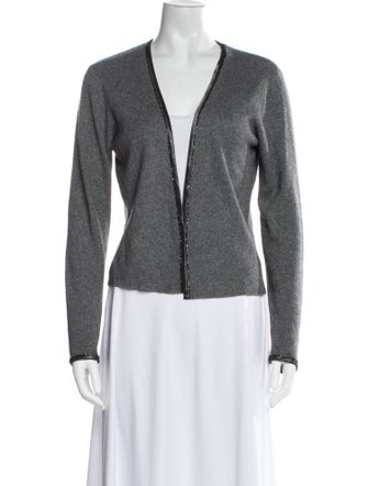 Carmen Marc Valvo Silk V-Neck Sweater