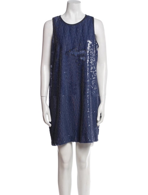 Carmen Marc Valvo Scoop Neck Mini Dress