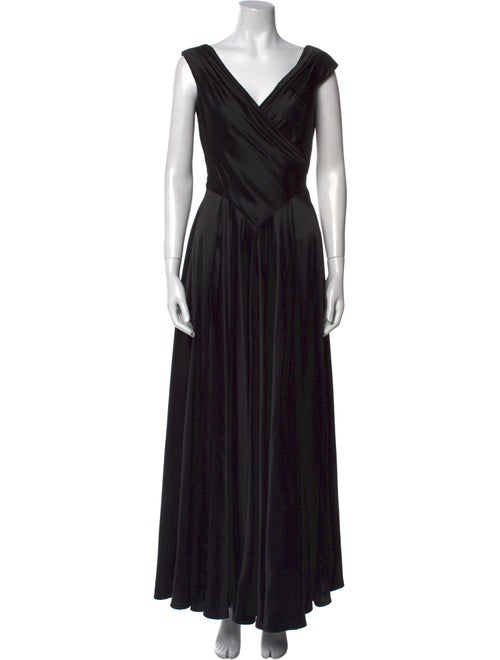 Carmen Marc Valvo V-Neck Long Dress