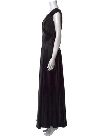 Carmen Marc Valvo V-Neck Long Dress