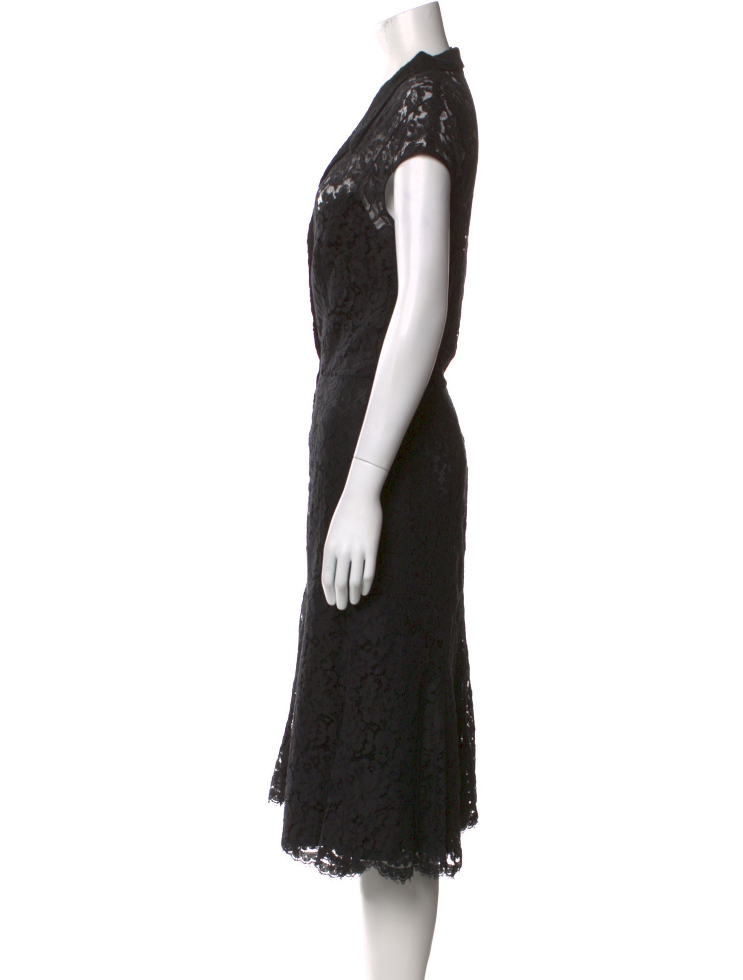 Carmen Marc Valvo Lace Pattern Midi Length Dress