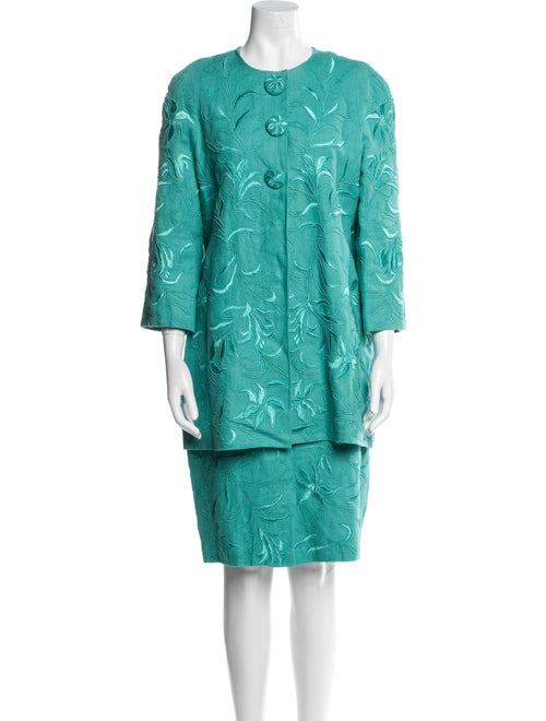 Carmen Marc Valvo Linen Patterned Skirt Set