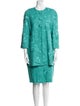 Carmen Marc Valvo Linen Patterned Skirt Set