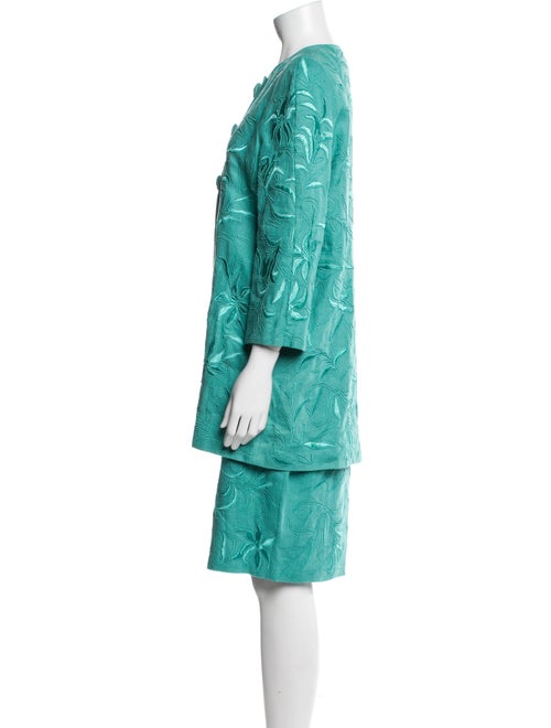 Carmen Marc Valvo Linen Patterned Skirt Set
