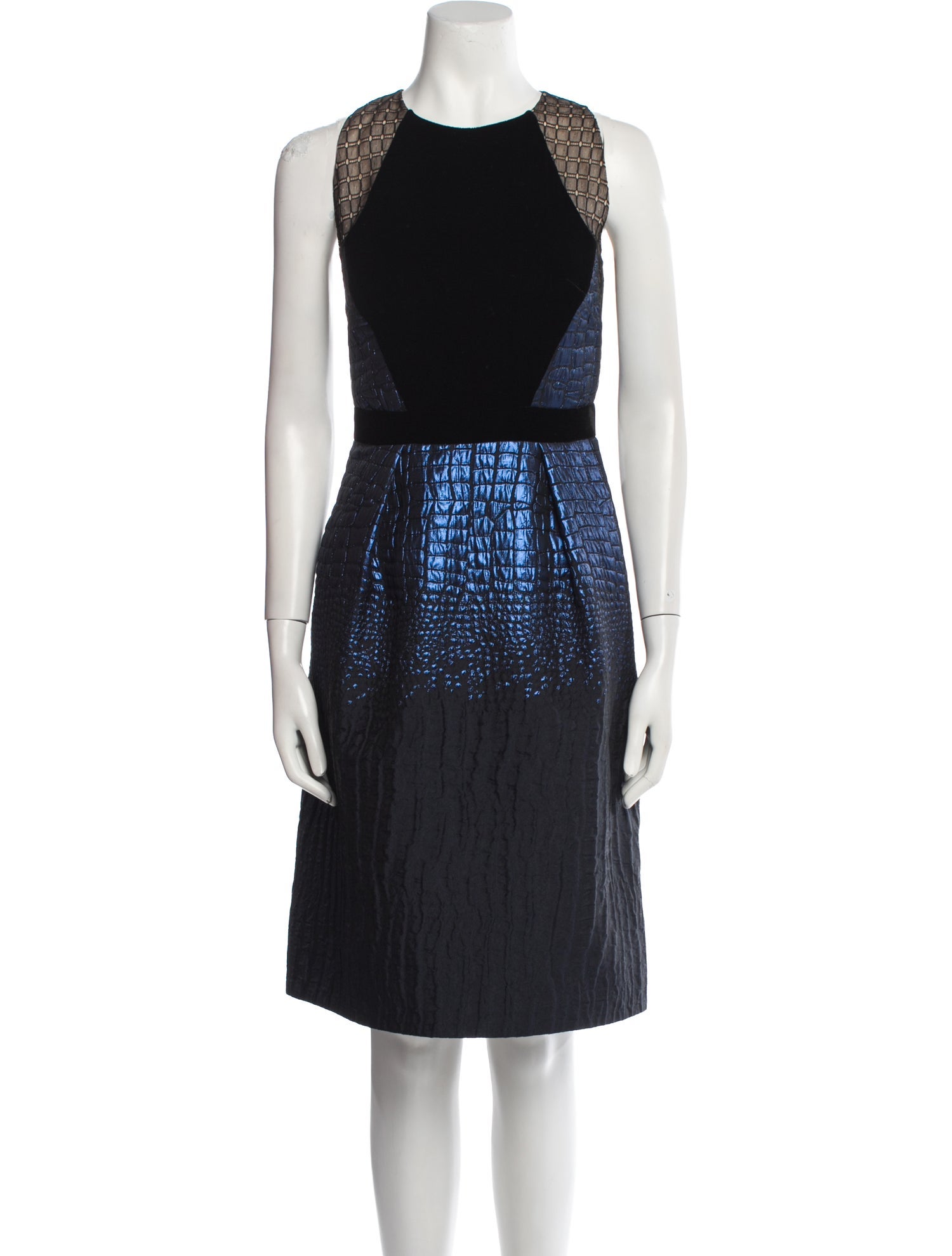 Carmen Marc Valvo Crew Neck Knee-Length Dress