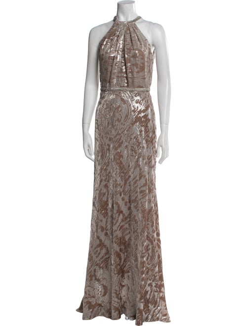 Carmen Marc Valvo Animal Print Long Dress
