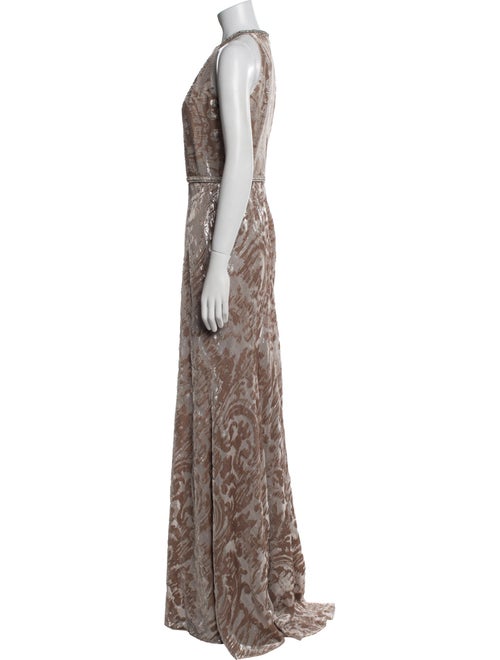 Carmen Marc Valvo Animal Print Long Dress