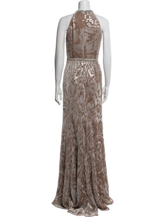 Carmen Marc Valvo Animal Print Long Dress