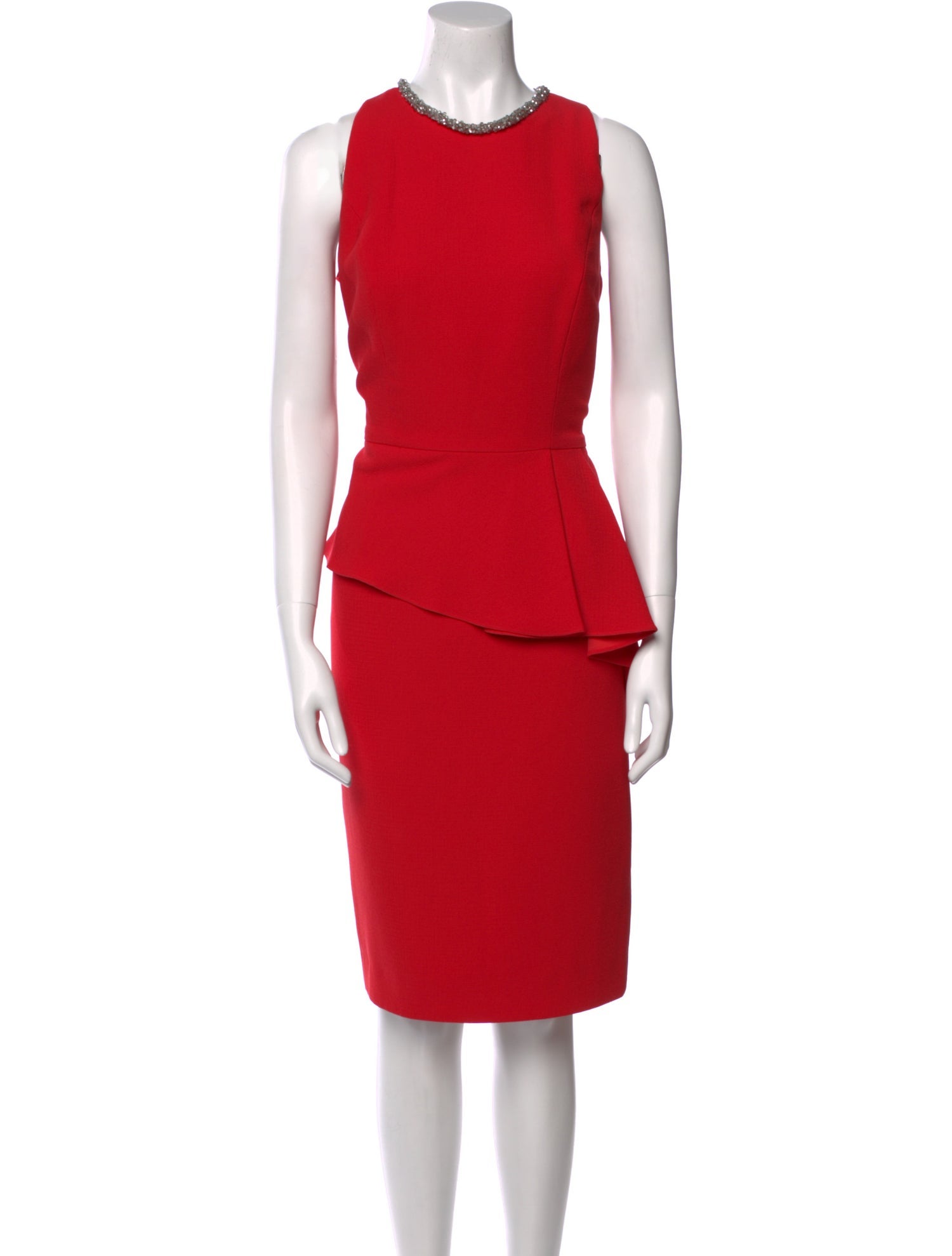 Carmen Marc Valvo Crew Neck Knee-Length Dress