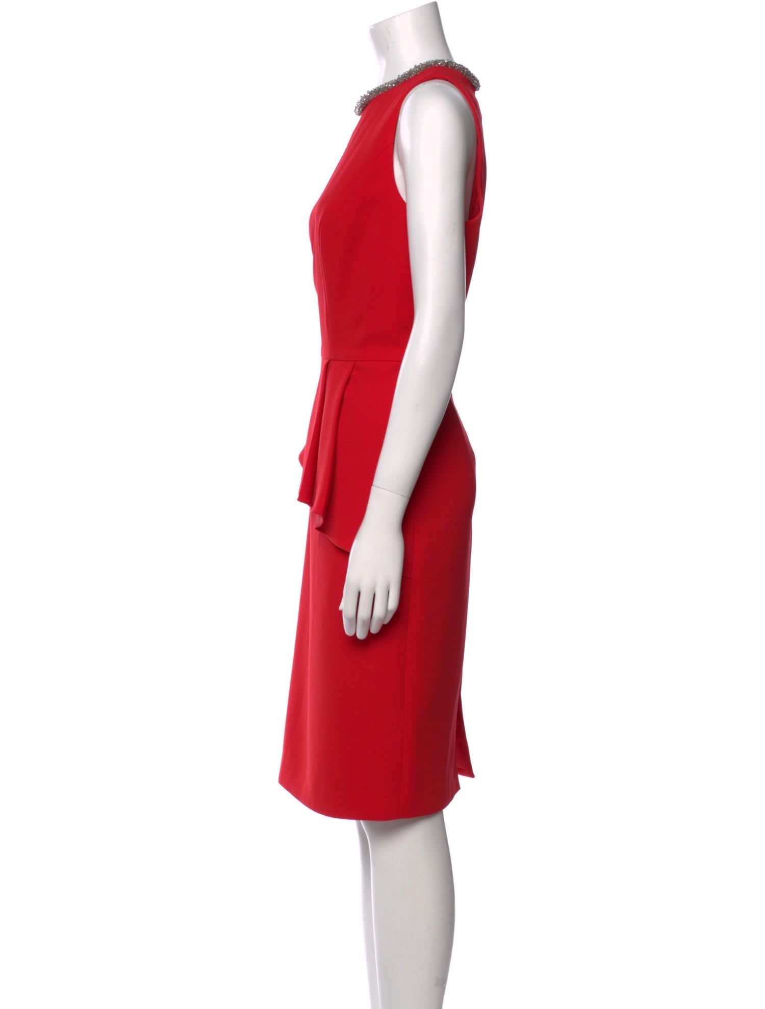 Carmen Marc Valvo Crew Neck Knee-Length Dress
