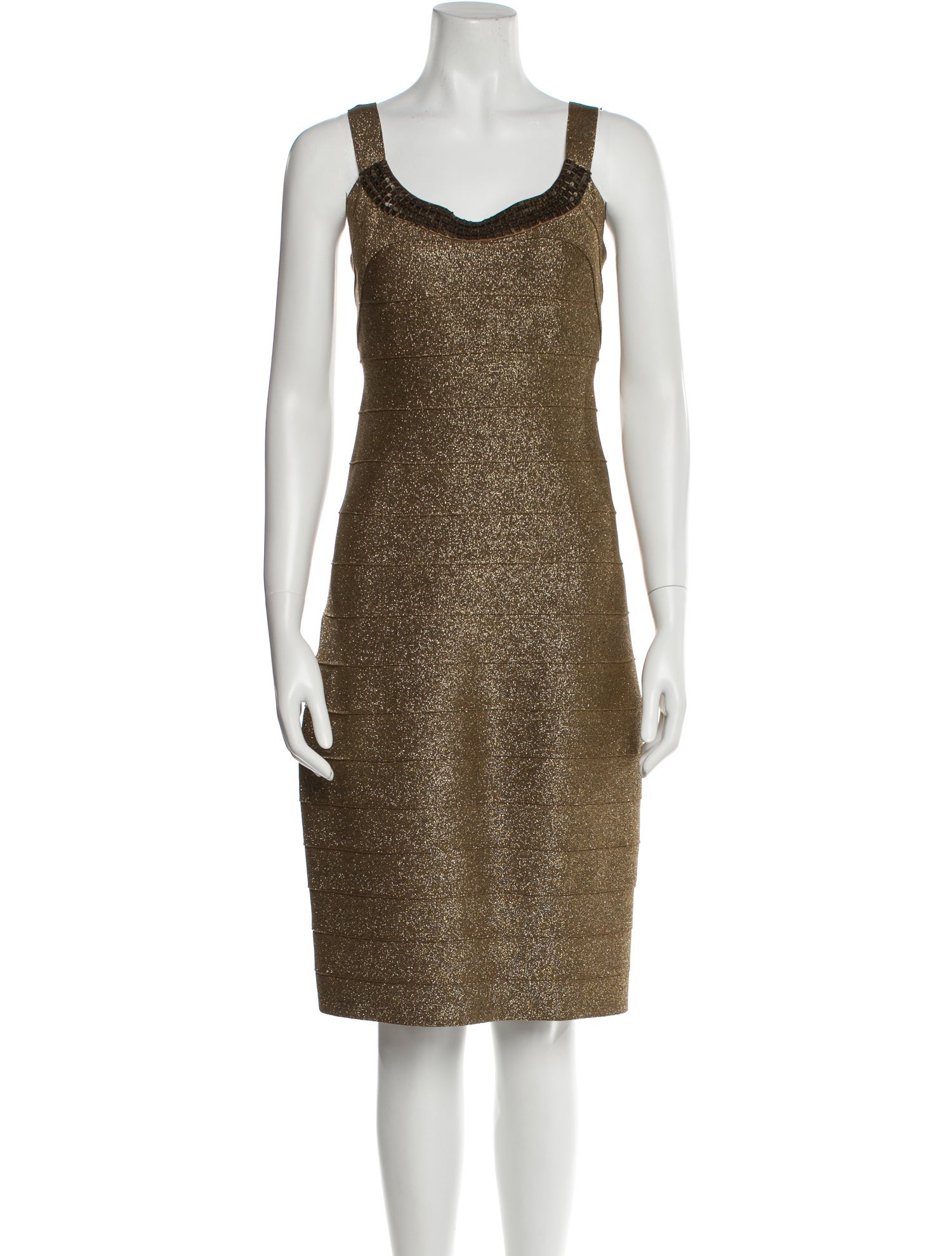 Carmen Marc Valvo Scoop Neck Knee-Length Dress