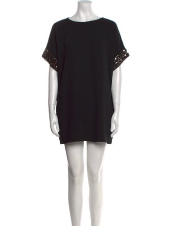 Carmen Marc Valvo Scoop Neck Mini Dress