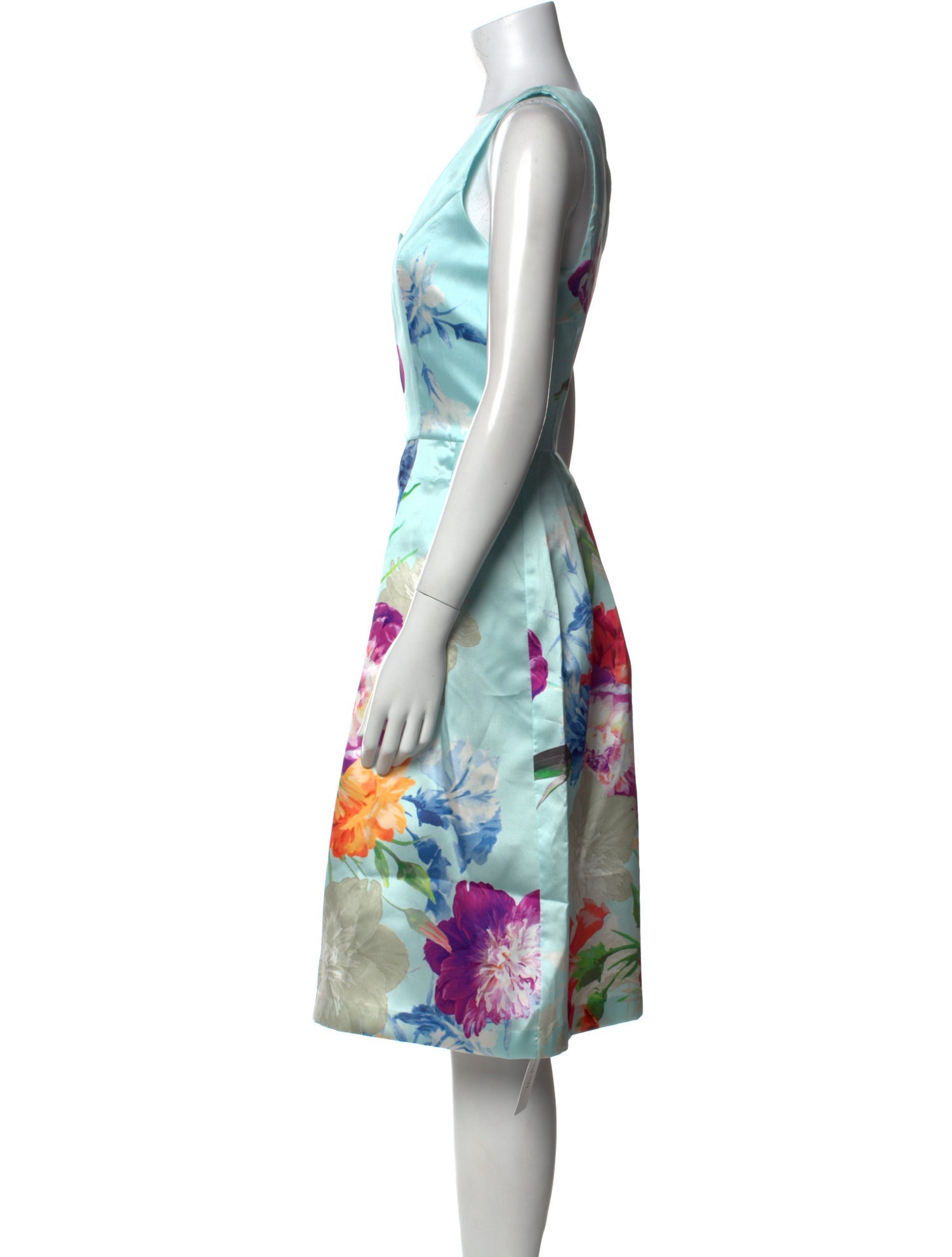 Carmen Marc Valvo Floral Print Midi Length Dress