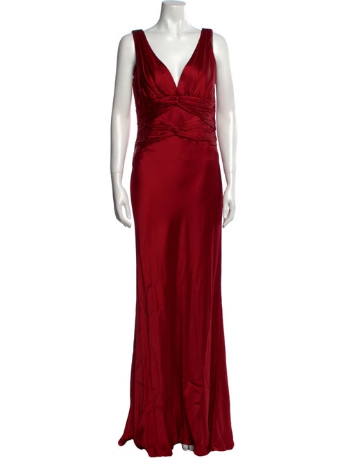 Carmen Marc Valvo V-Neck Long Dress