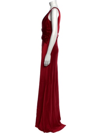 Carmen Marc Valvo V-Neck Long Dress