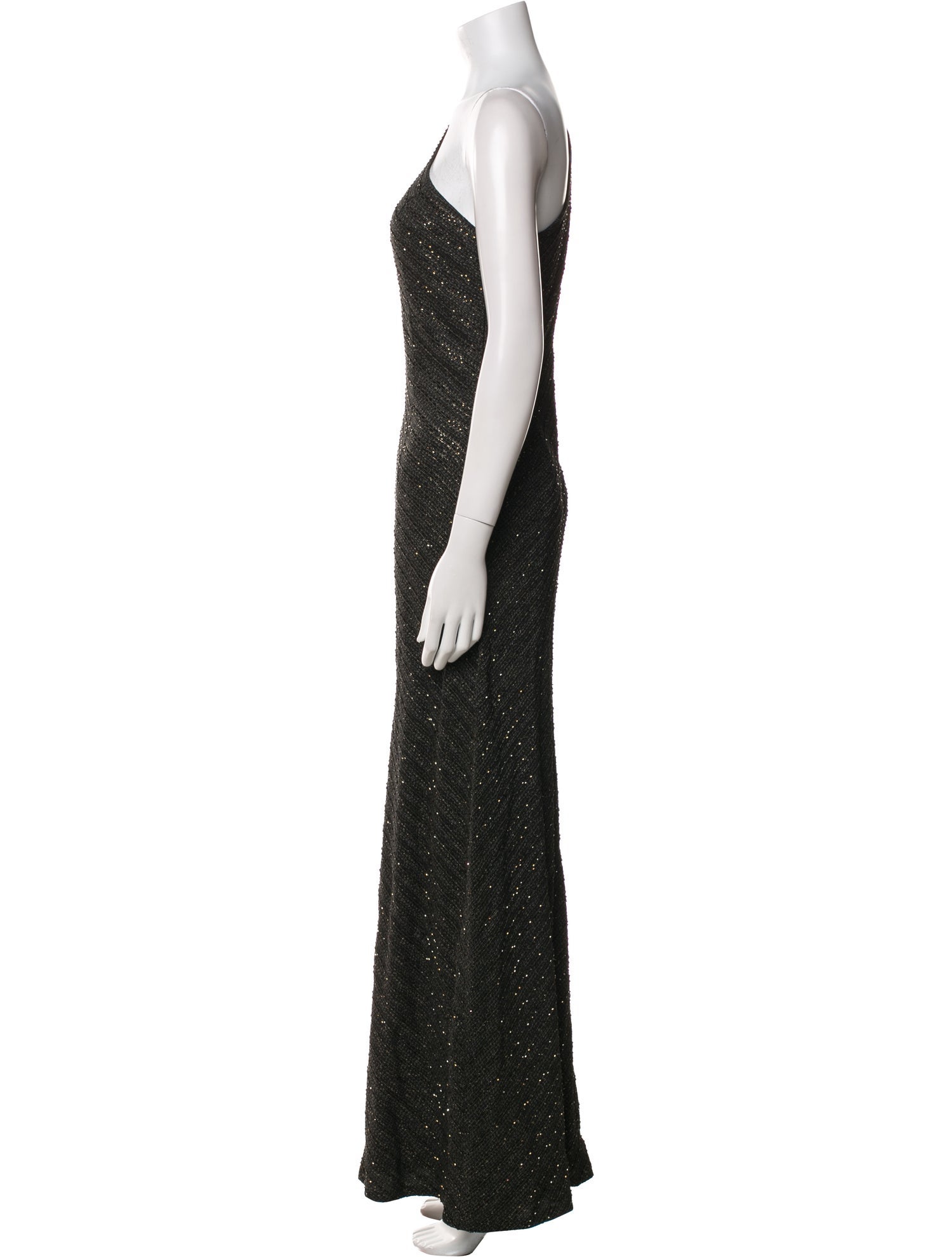 Carmen Marc Valvo One-Shoulder Long Dress
