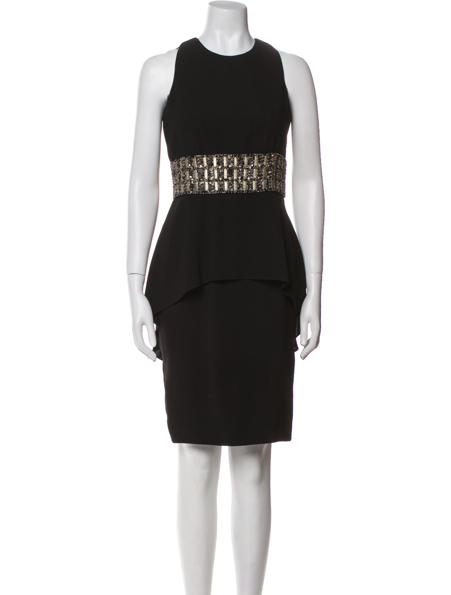 Carmen Marc Valvo Crew Neck Knee-Length Dress