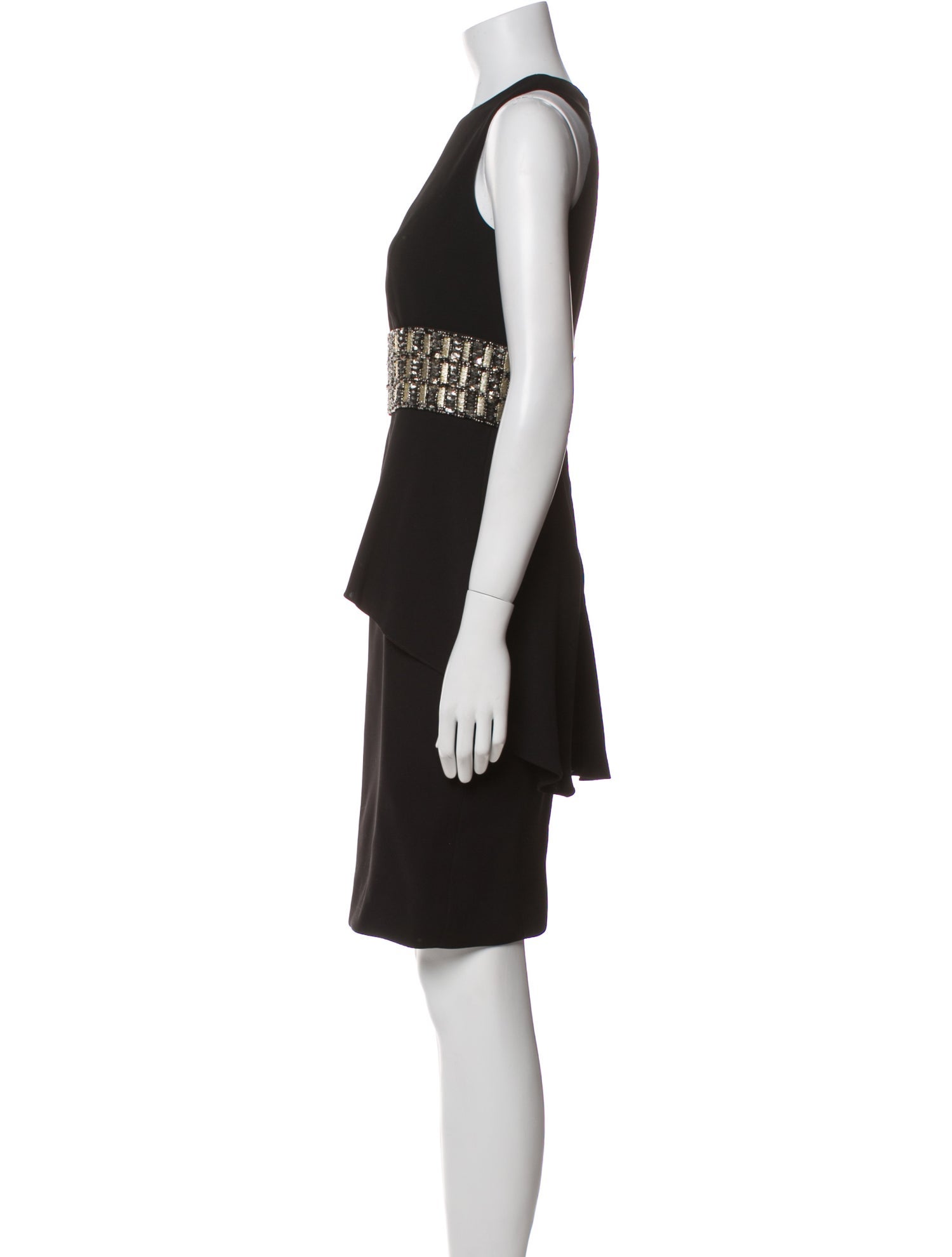 Carmen Marc Valvo Crew Neck Knee-Length Dress