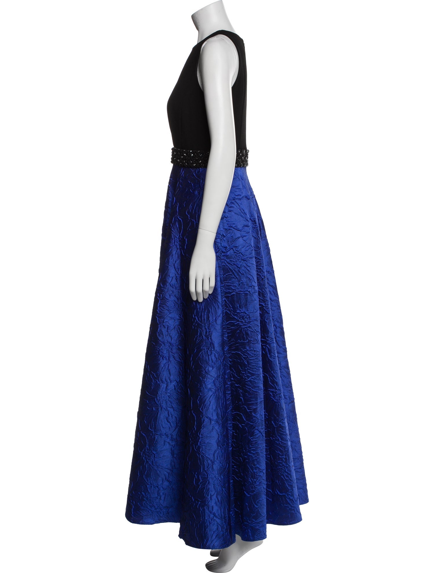 Carmen Marc Valvo Colorblock Pattern Long Dress in Blue, Women's US 4 | S Carmen Marc Valvo Colorblock Pattern Long Dress in Blue, Women's US 4 | S