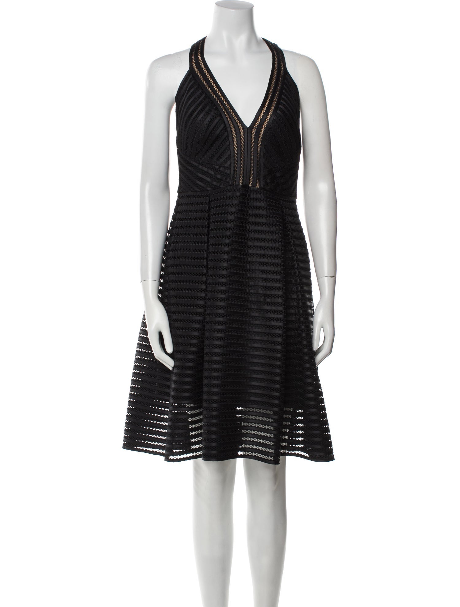 Carmen Marc Valvo Striped Knee-Length Dress