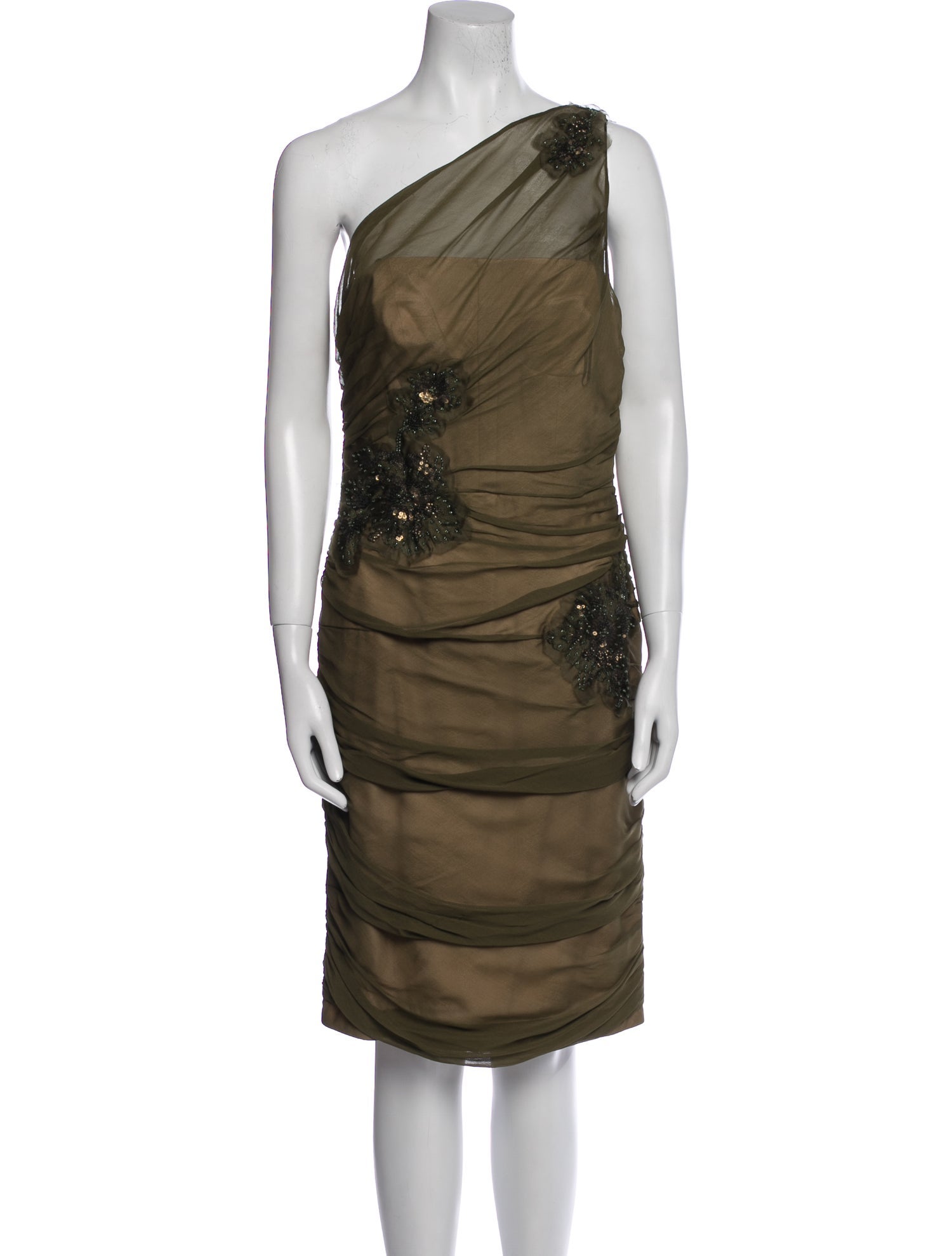 Carmen Marc Valvo Silk Knee-Length Dress