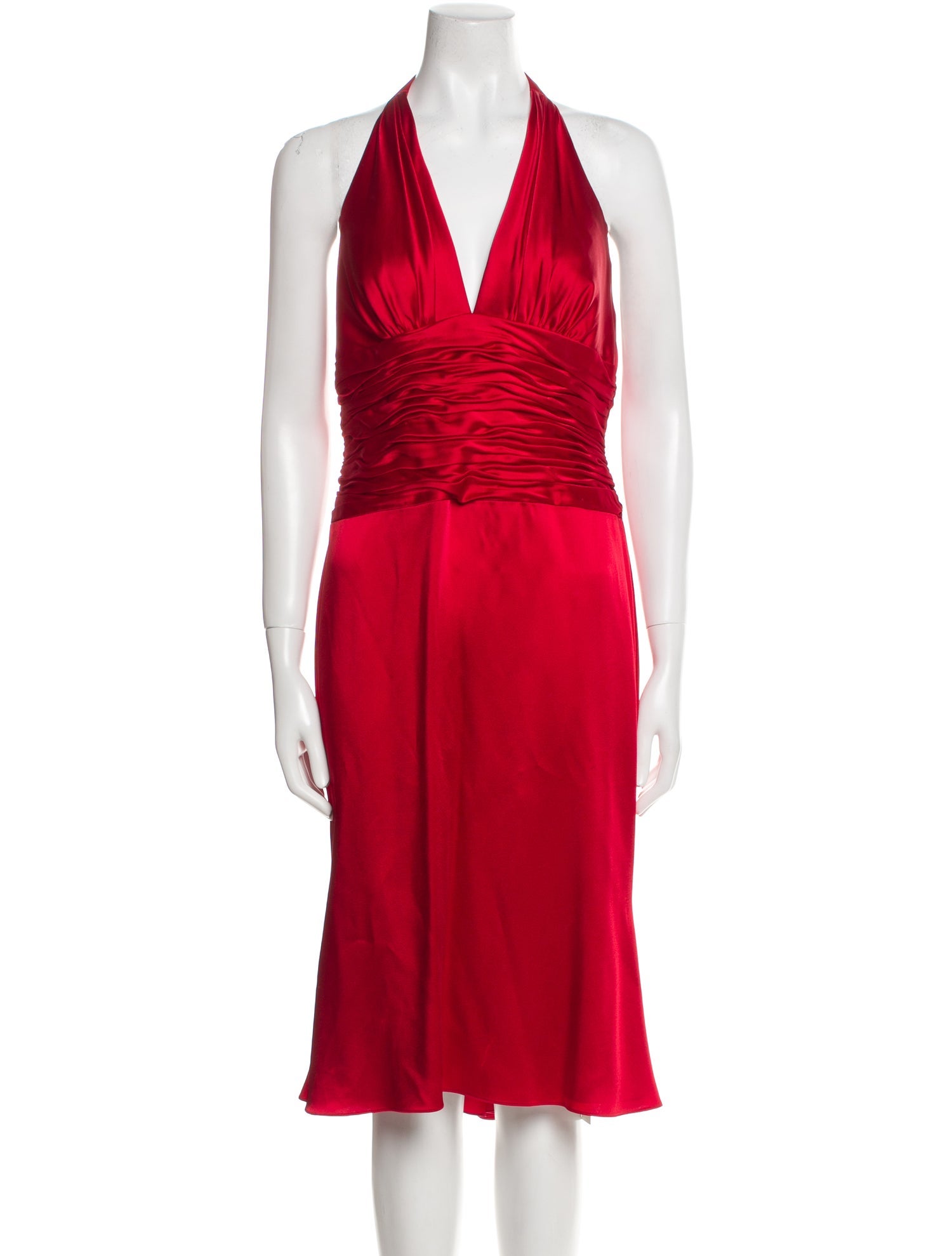 Carmen Marc Valvo Halterneck Midi Length Dress