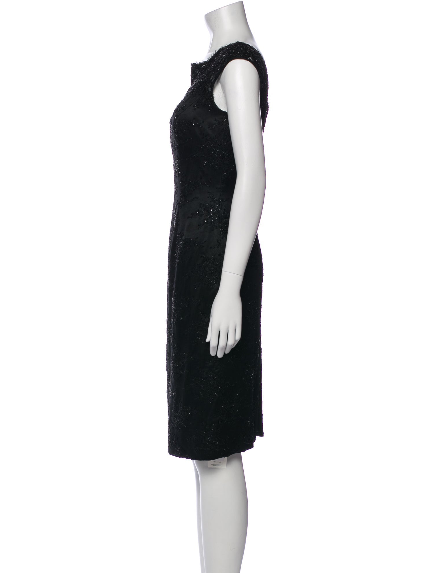 Carmen Marc Valvo Bateau Neckline Knee-Length Dress