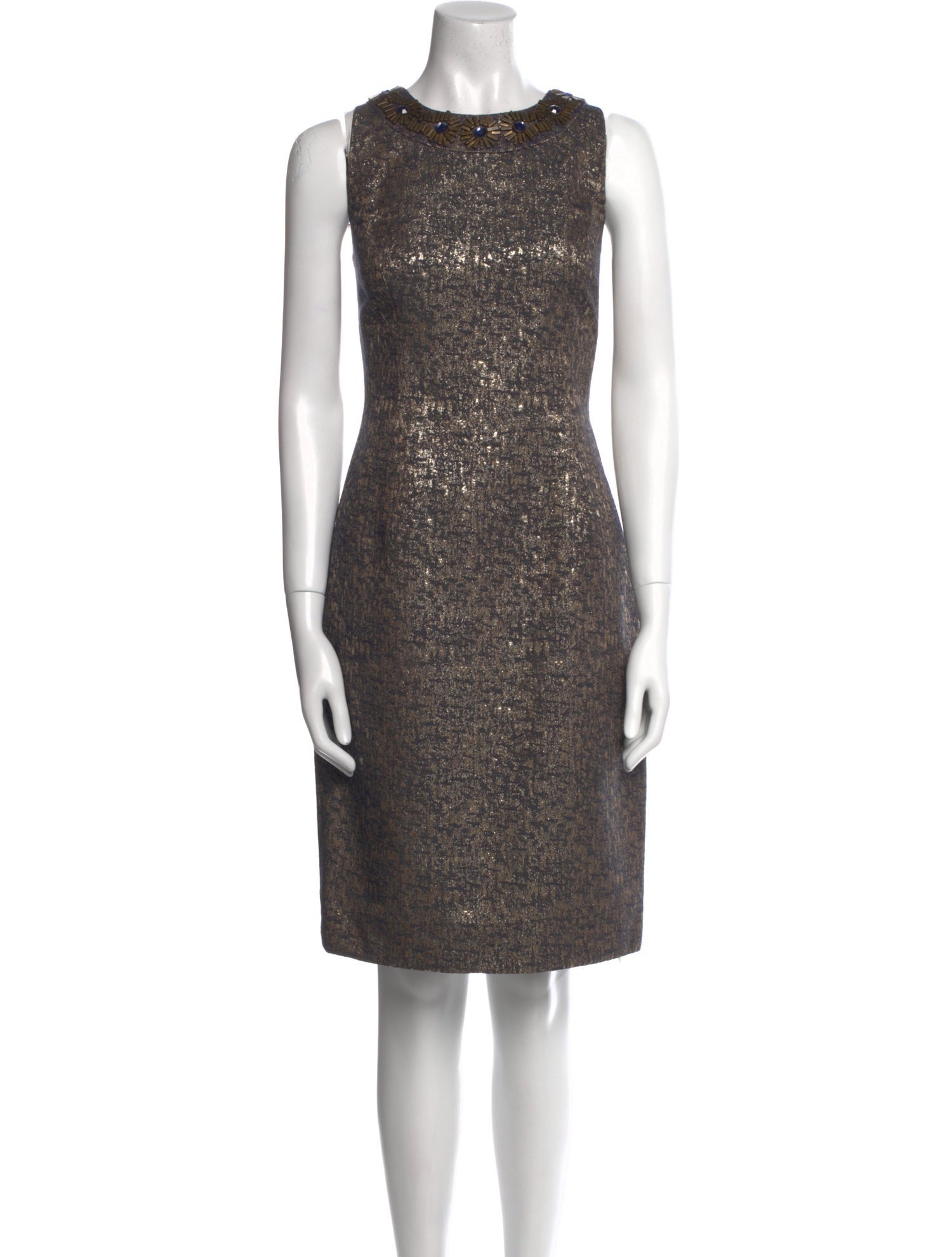 Carmen Marc Valvo Crew Neck Knee-Length Dress
