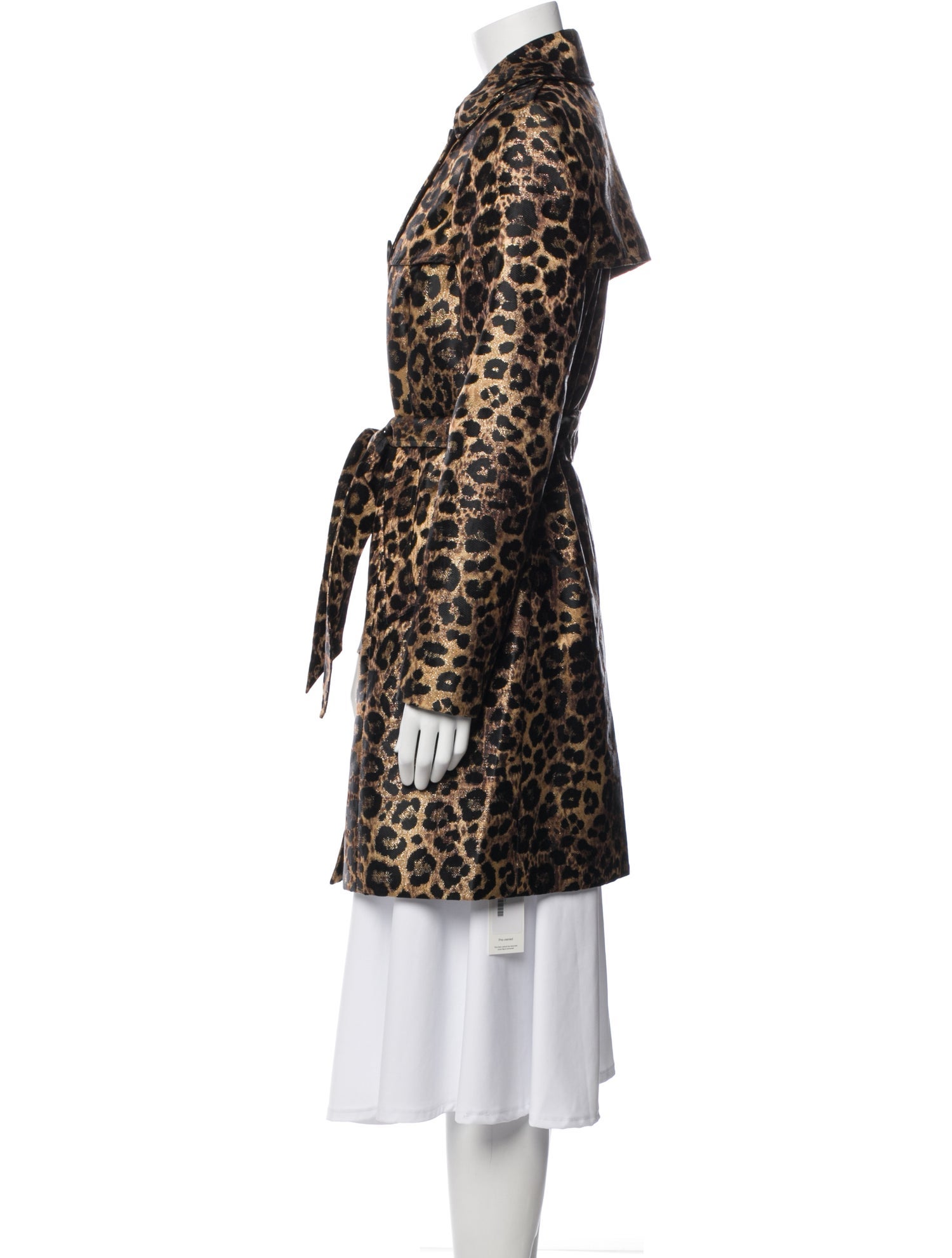 Carmen Marc Valvo Animal Print Trench Coat
