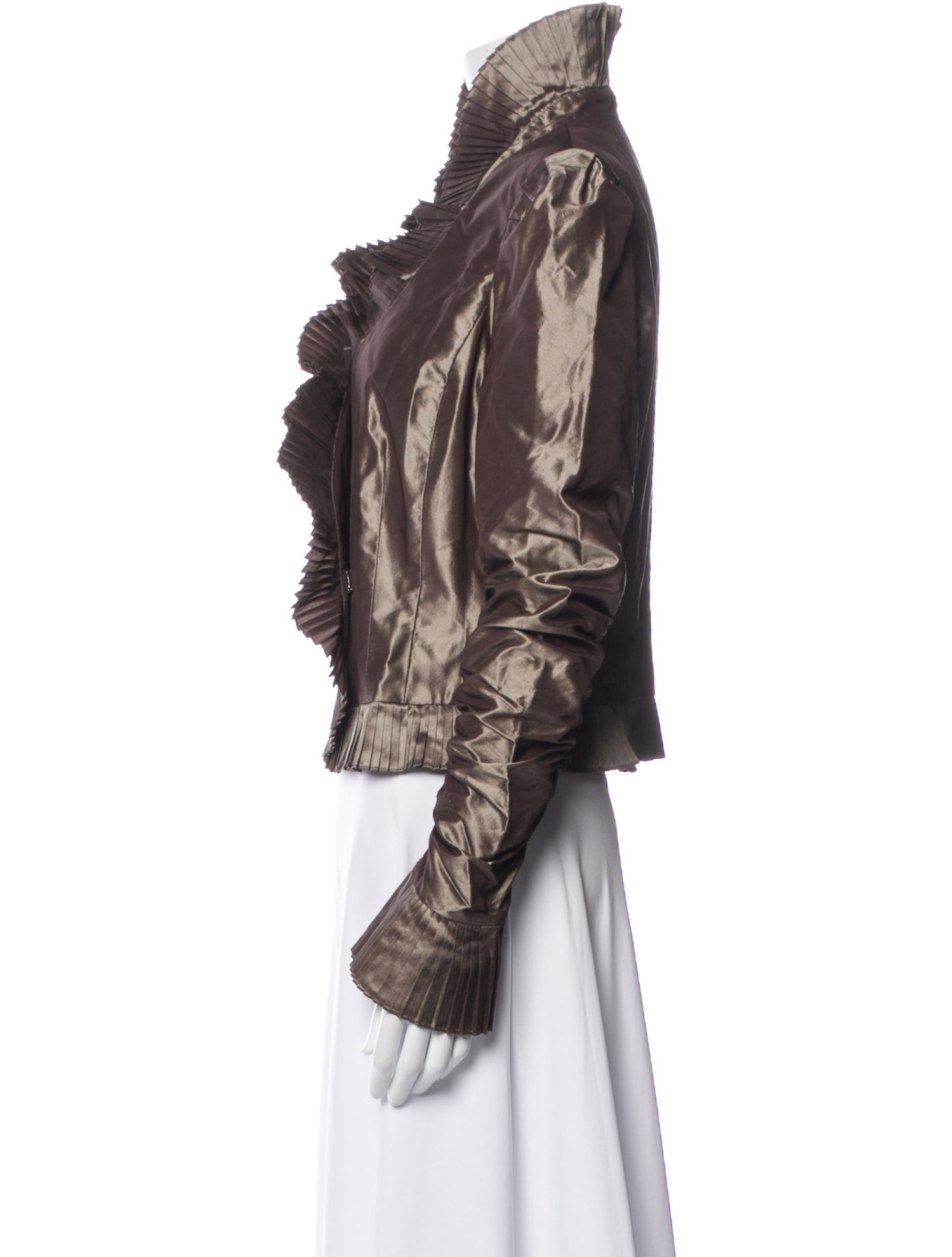 Carmen Marc Valvo Silk Biker Jacket