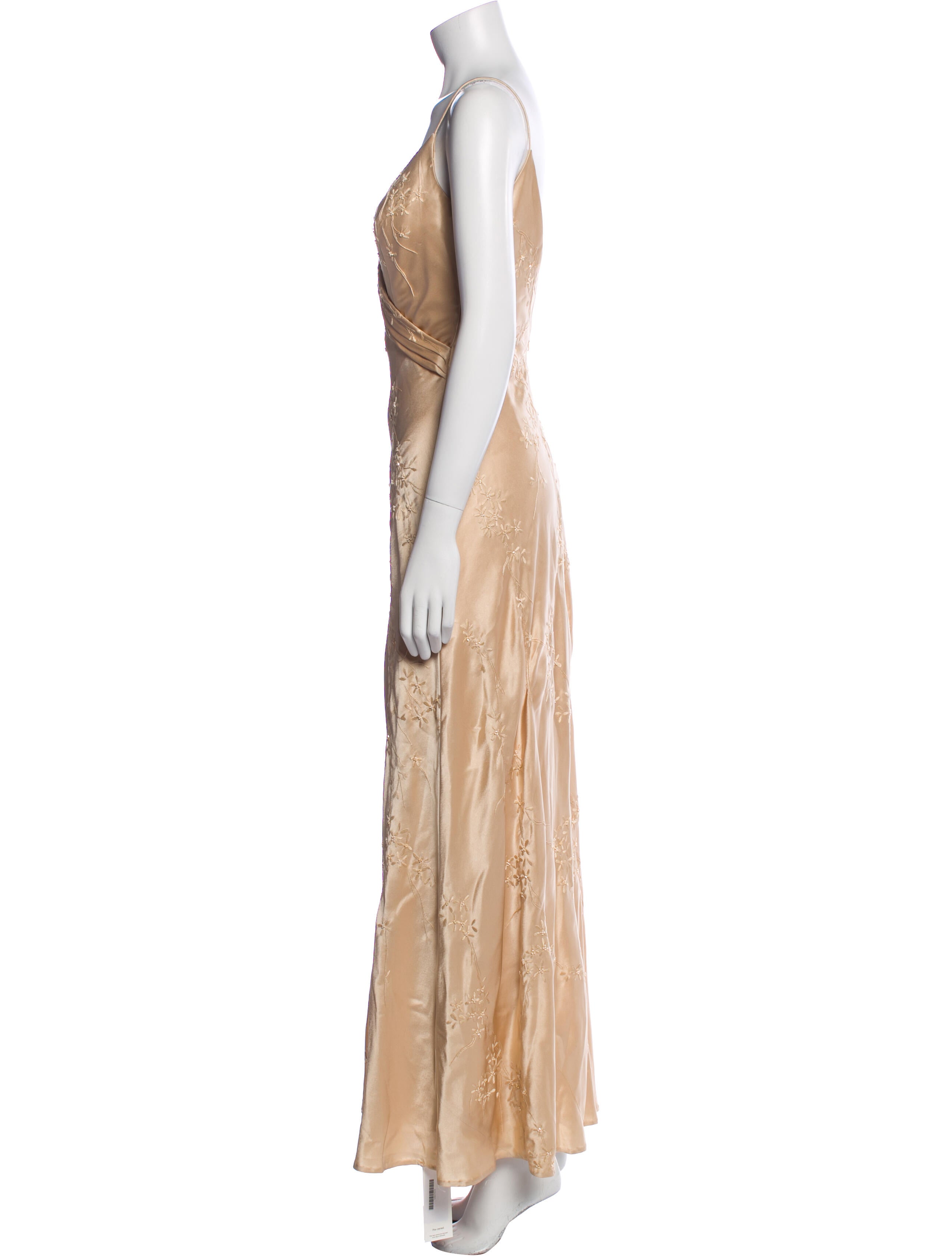 Carmen Marc Valvo V-Neck Long Dress