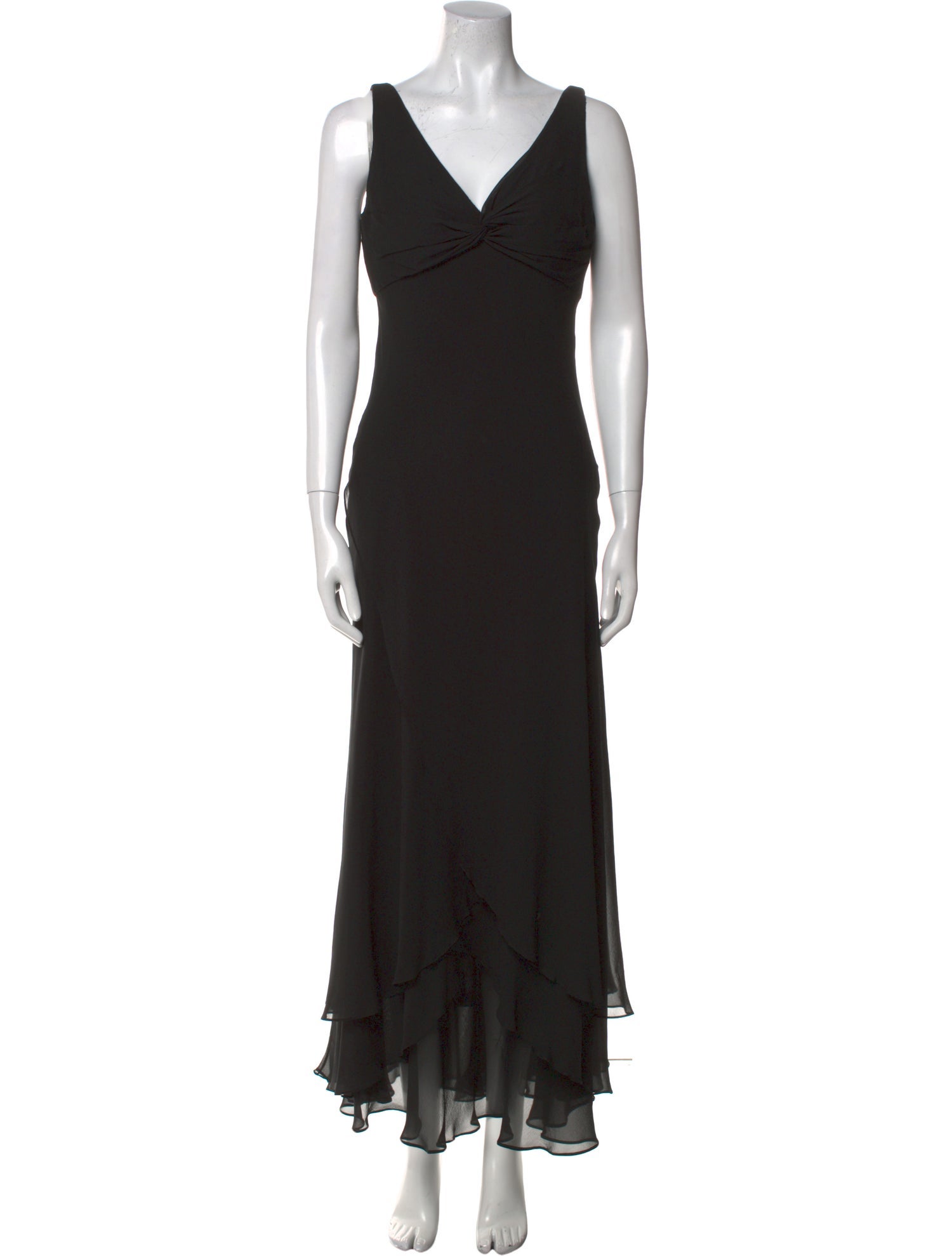 Carmen Marc Valvo V-Neck Long Dress