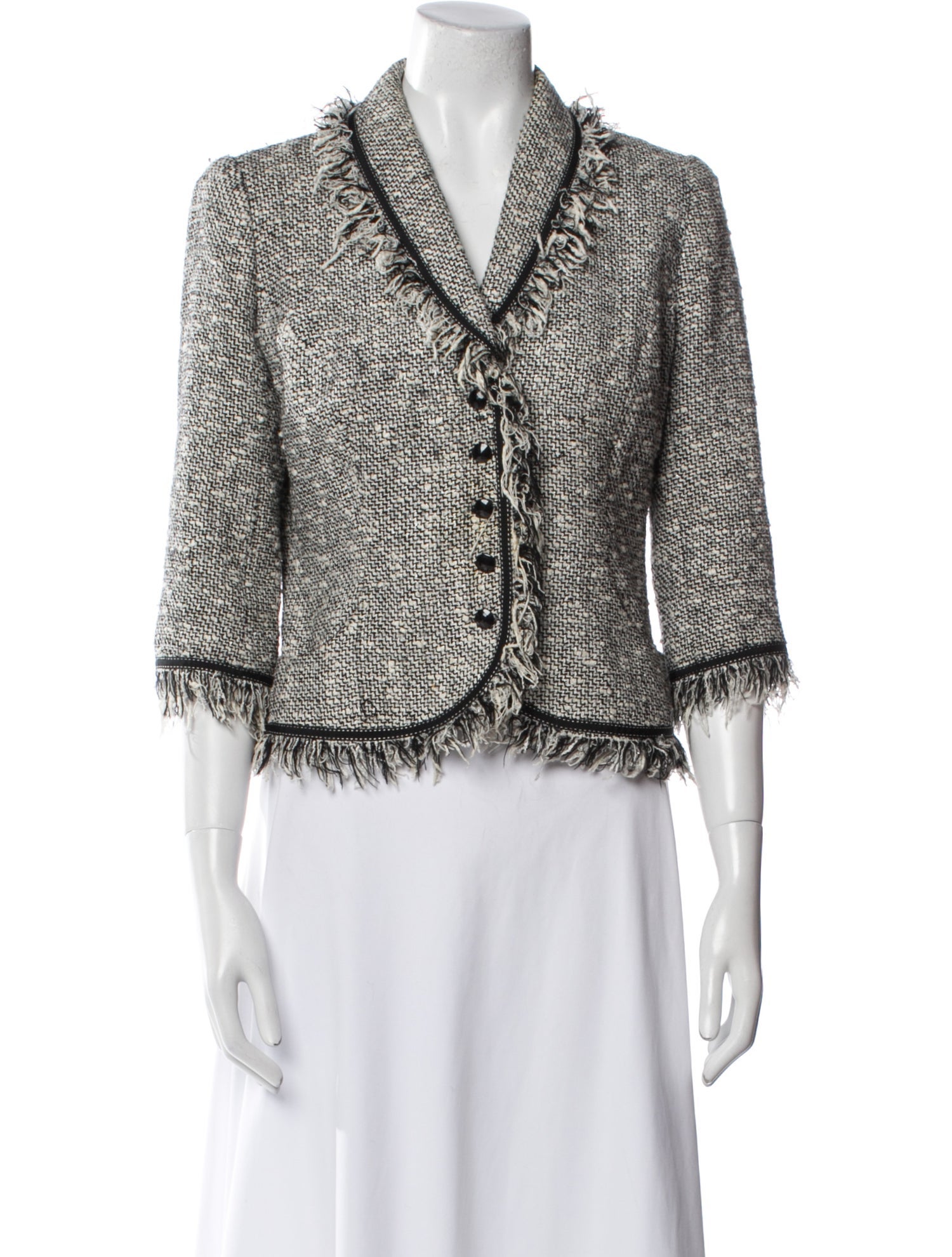 Carmen Marc Valvo Tweed Pattern Evening Jacket