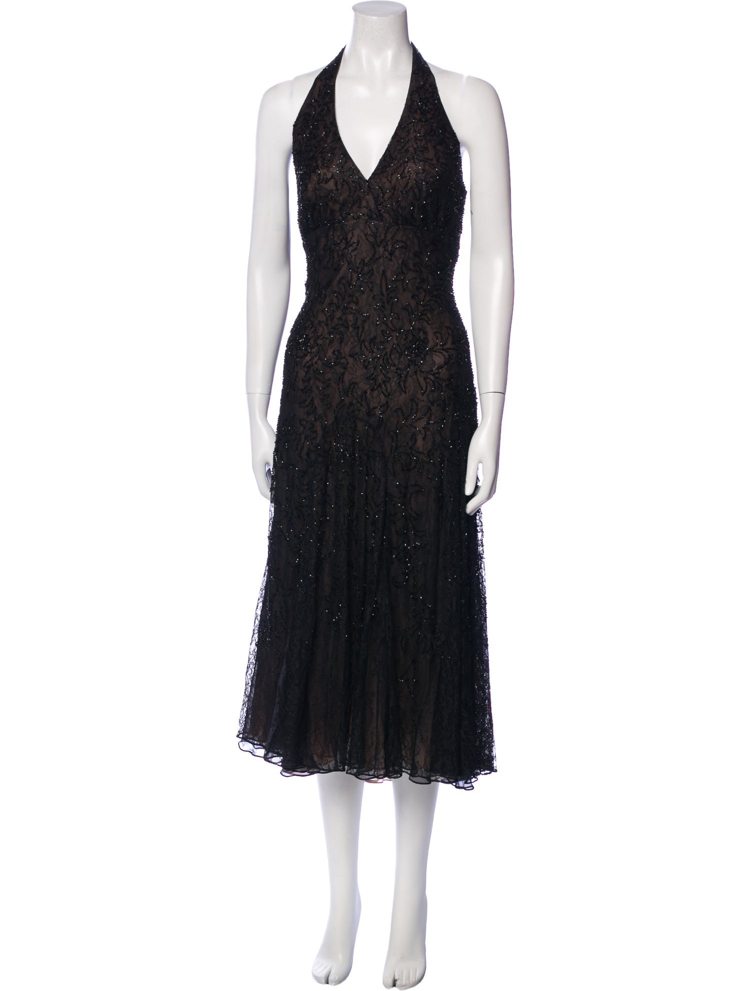 Carmen Marc Valvo Lace Pattern Midi Length Dress