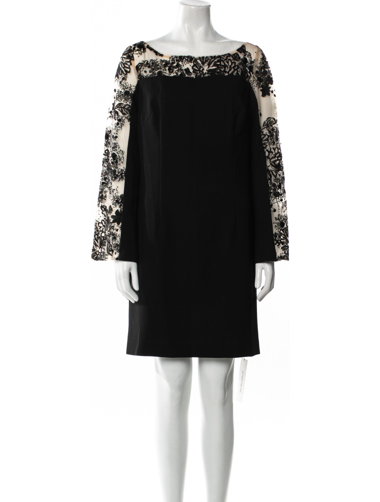 Carmen Marc Valvo Bateau Neckline Mini Dress